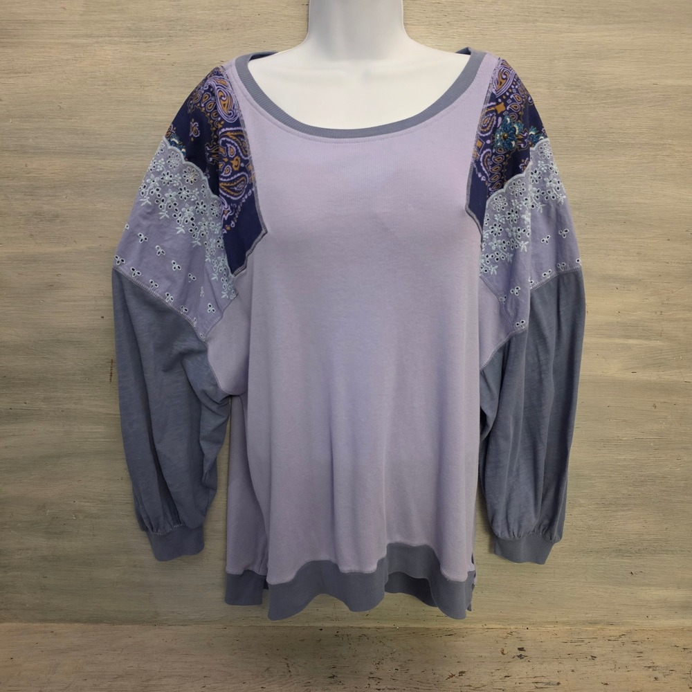 We the Free by Free People "Feelin' It" 60% Cotton Boho Pullover Top Large GC